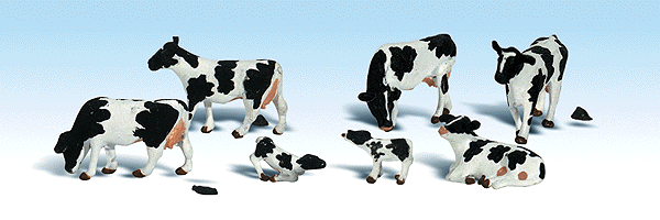 Woodland Scenics HO Scale A1863 Scenic Accents Holstein Cows (pack of 7)