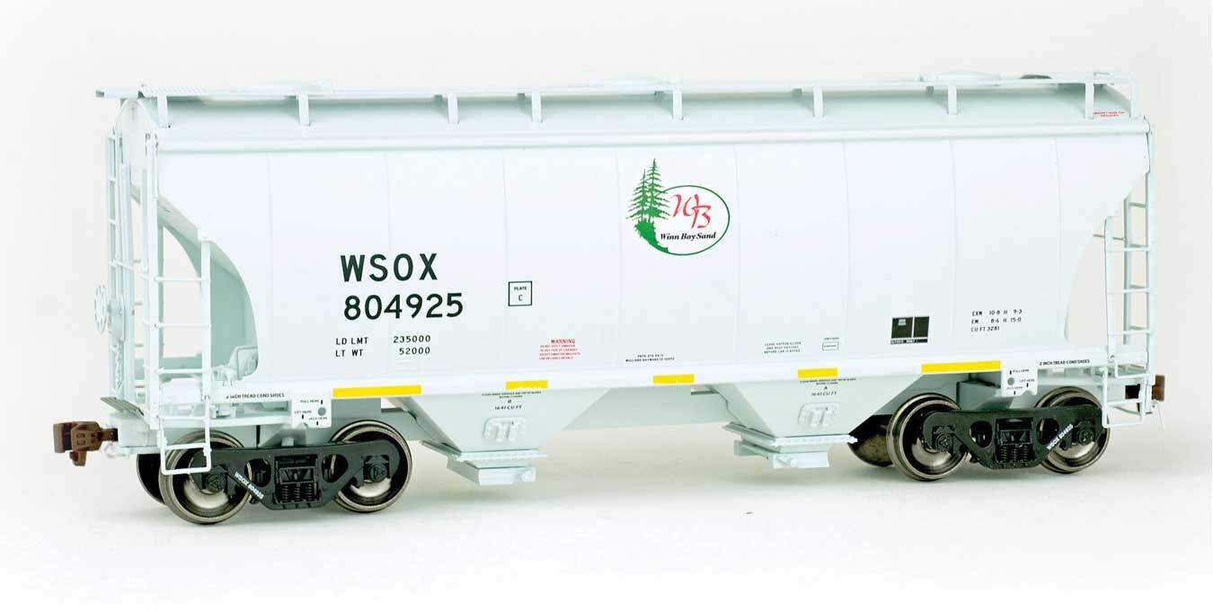 HO scale model covered hopper - American Limited Trinity 2-bay Covered Hopper Winn Bay Sand WSOX #805011