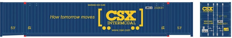 Atlas HO scale model intermodal car - Atlas Jindo 53' containers CSX 3-pack HO SCALE