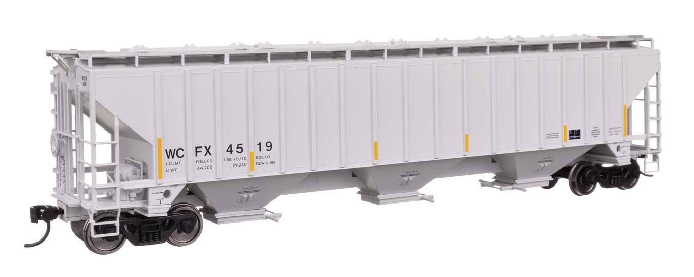Walthers HO scale model covered hopper - Walthers Trinity 4750 3-bay covered hopper WCFX #4519 HO Scale