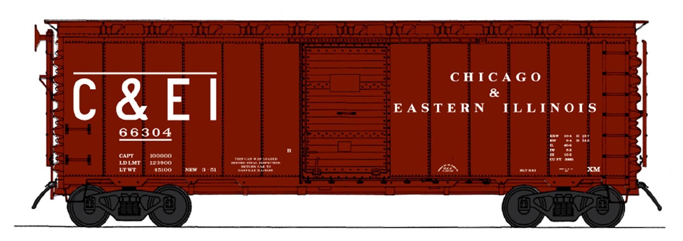 Intermountain HO scale model boxcar - Intermountain 40' boxcar Chicago & Eastern Illinois