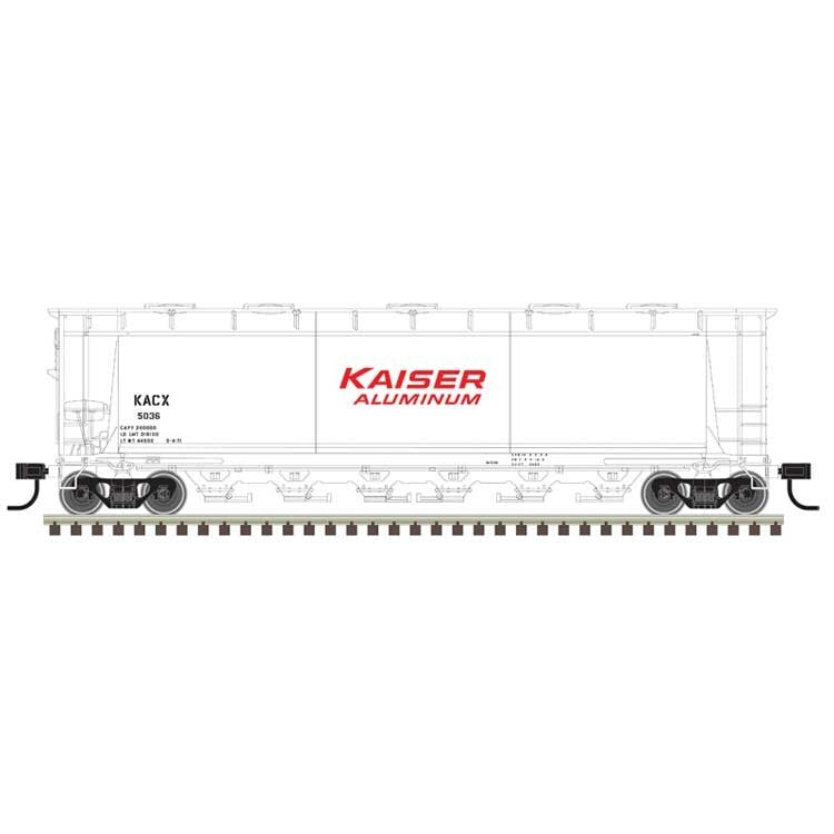 Atlas HO scale model covered hopper - Atlas 6-bay cylindrical covered hopper Kaiser Aluminum #5029 HO SCALE
