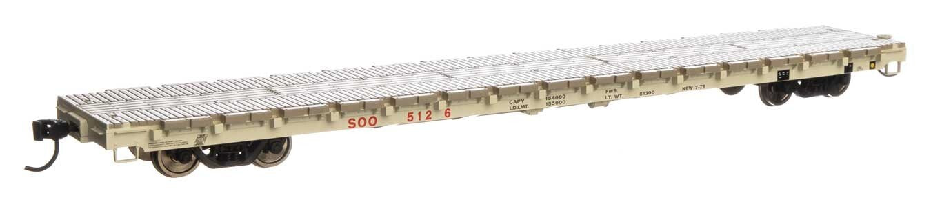 Walthers HO scale model flat car - Walthers 60' P-S Flatcar Soo Line #5126 HO Scale