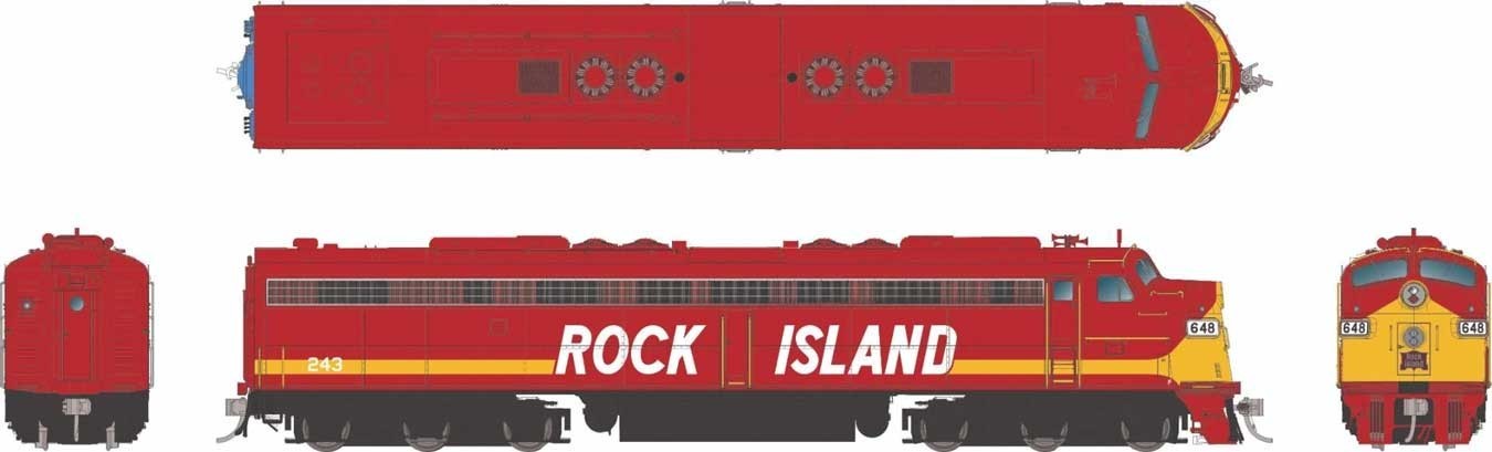 Rapido HO scale model locomotive - Rapido Trains EMD E8A Rock Island #650 (DC version) HO Scale