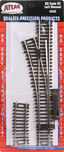 Atlas HO Scale 542 Code 83 Snap-Switch(R) Manual Turnout 18" Radius, Left Hand