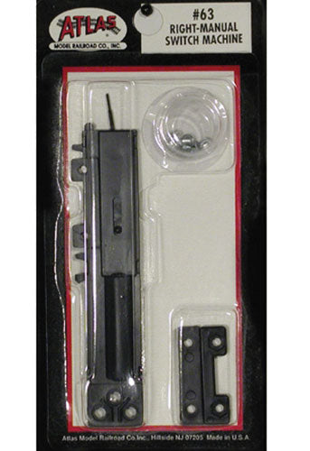 Atlas HO Scale 63 Track Manual Switch Machine w/Black Ties - Right Hand