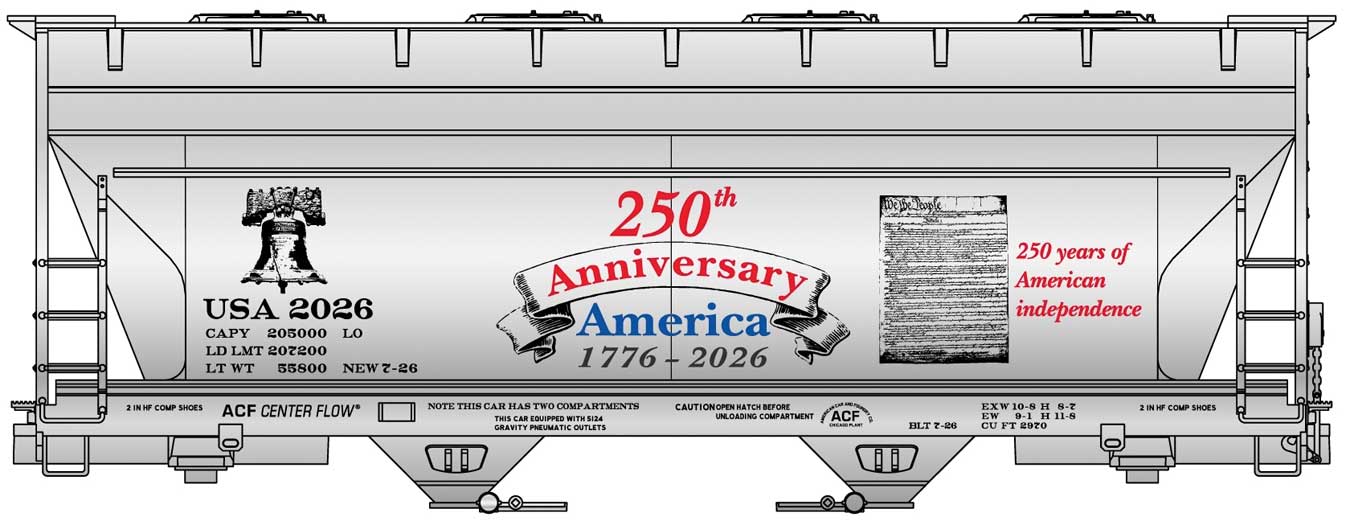 accurail HO 22026 Covered Hopper ACF 2-Bay Covered Hopper - Kit America 250 USA
#2026