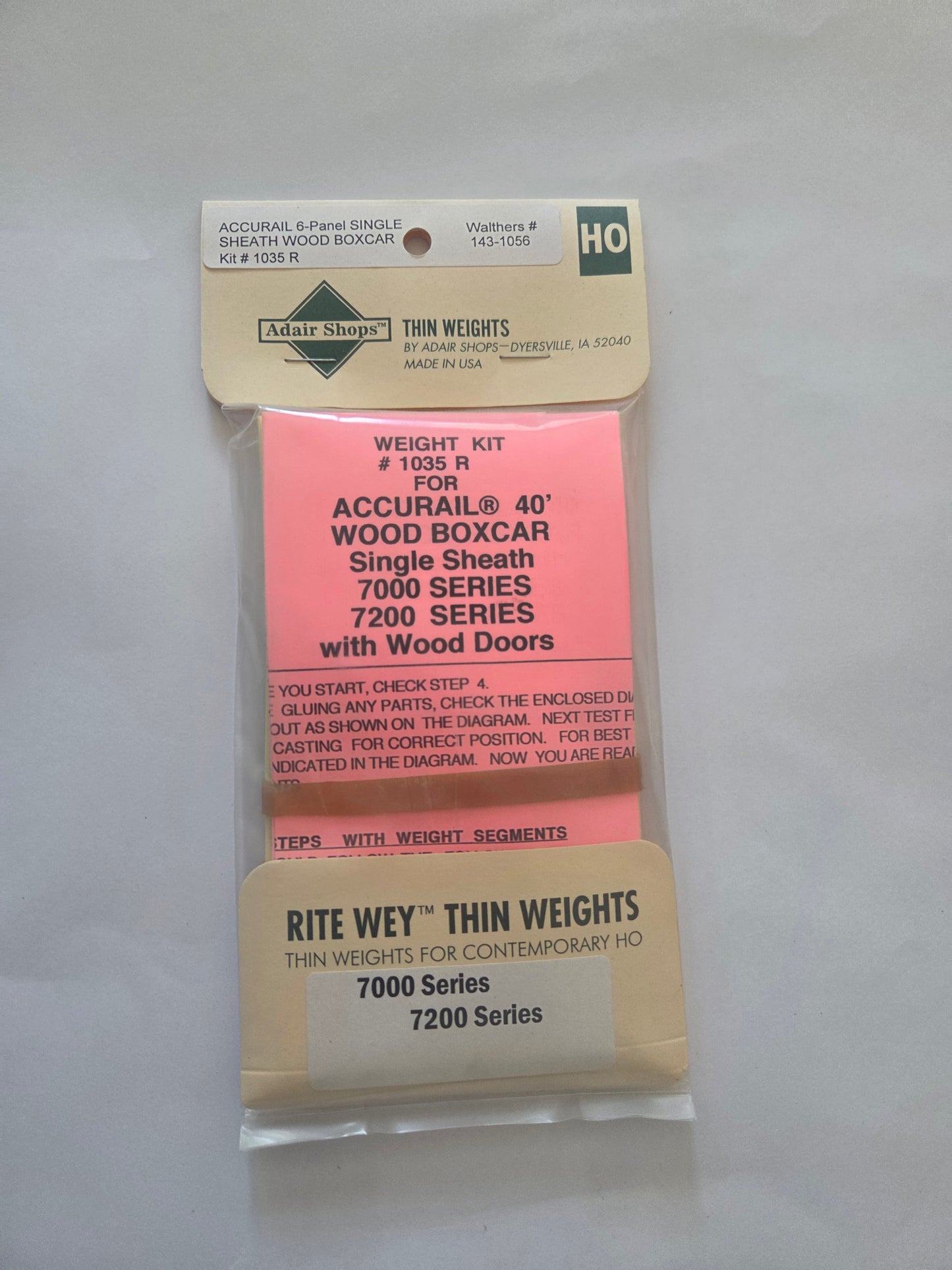 Weight Kit HO Scale for Accurail 6 Panel Single Sheathwood Boxcar