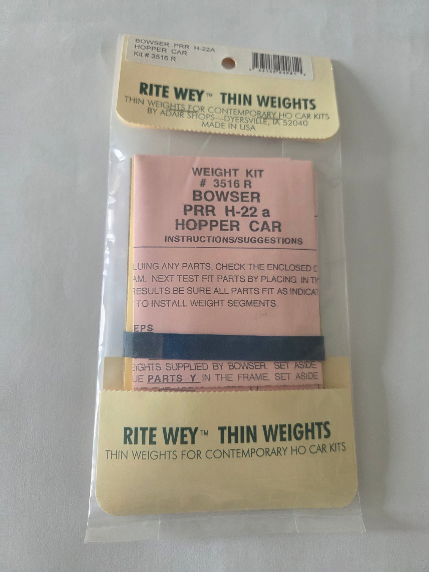 Weight Kit HO for Bowser PRR H-22a Hopper Car