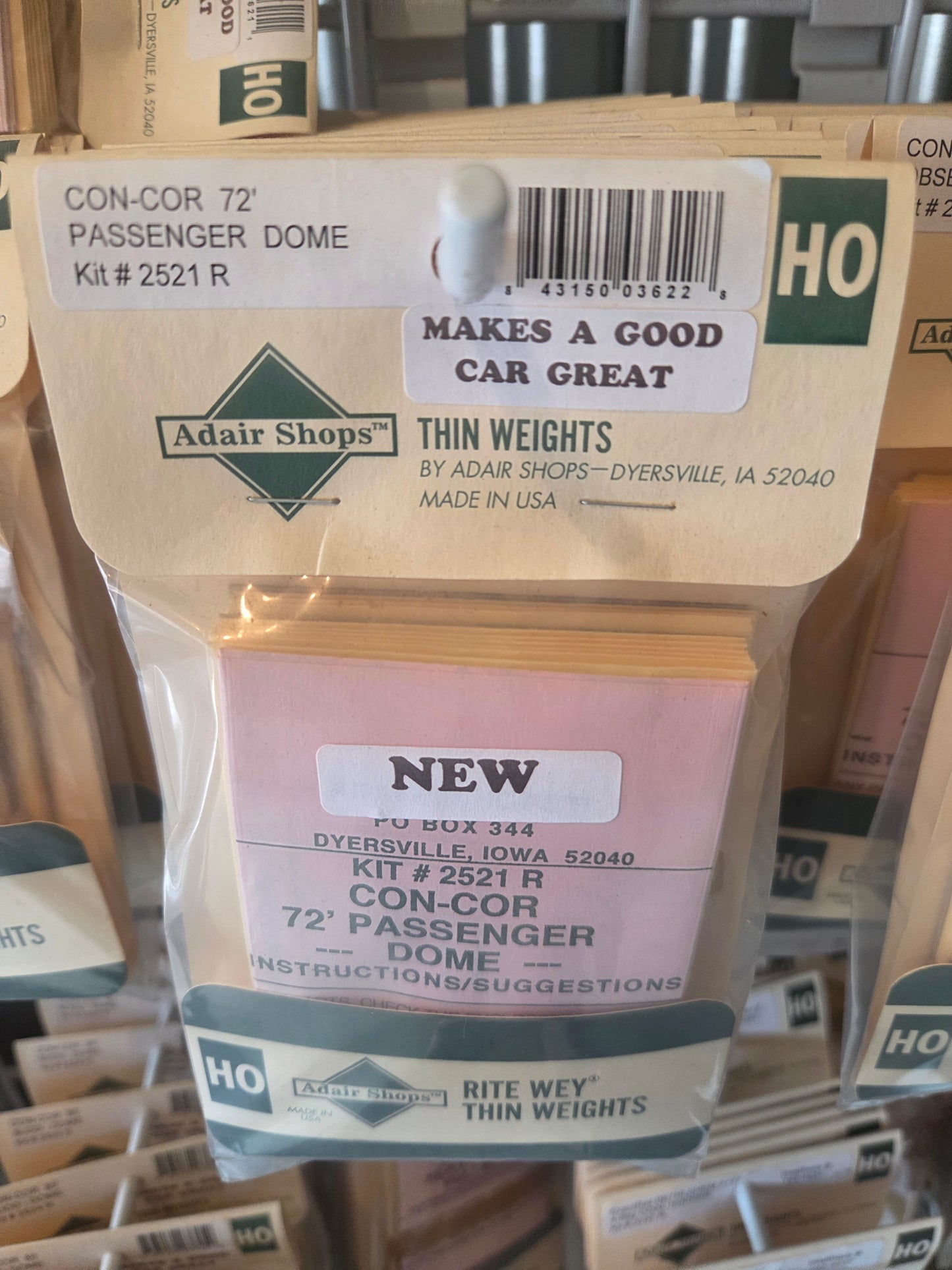 Weight Kit HO for Con-Cor 72' Passenger Dome