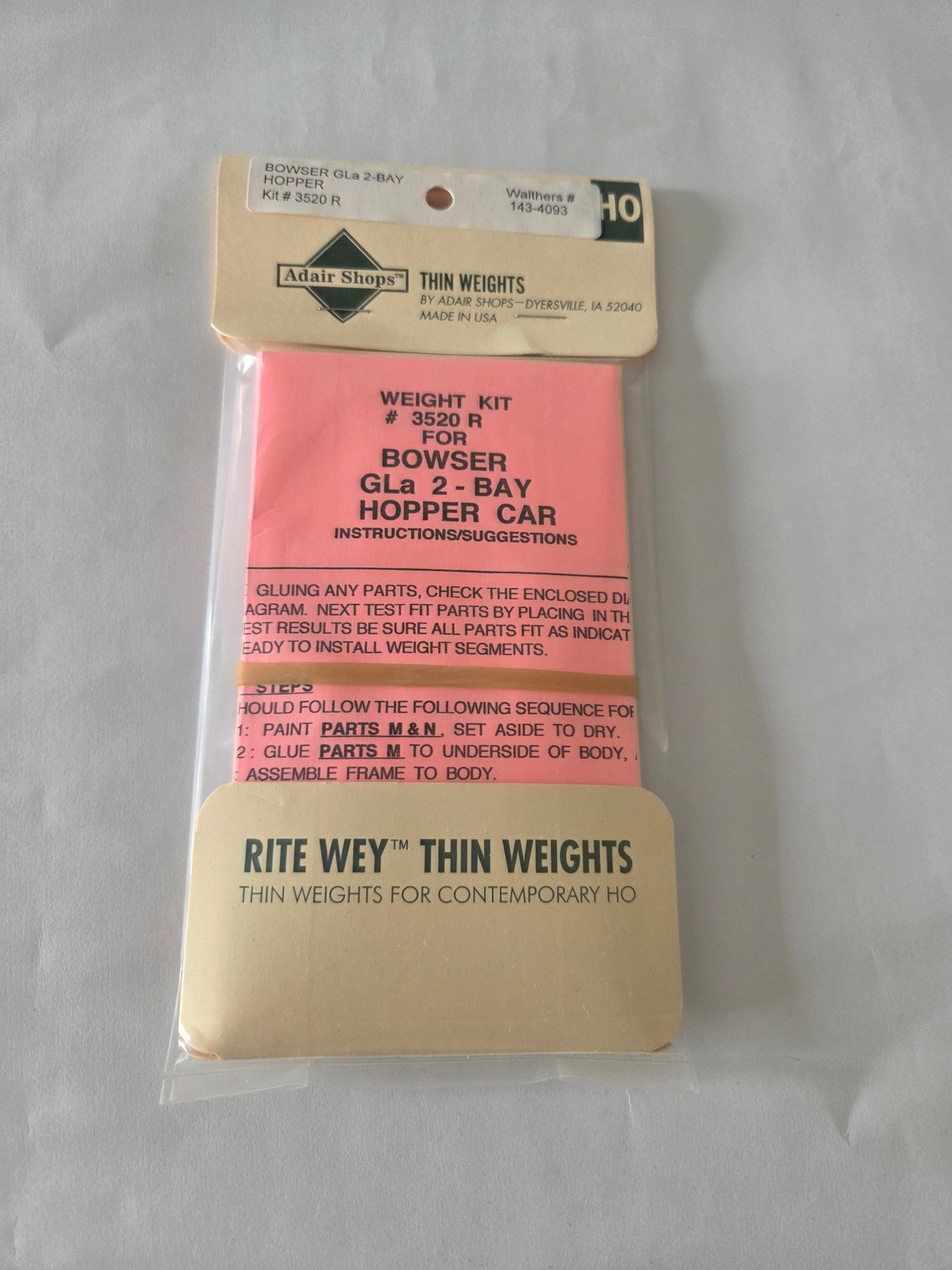 Weight Kit HO for Bowser Gla 2-Bay Hopper Car