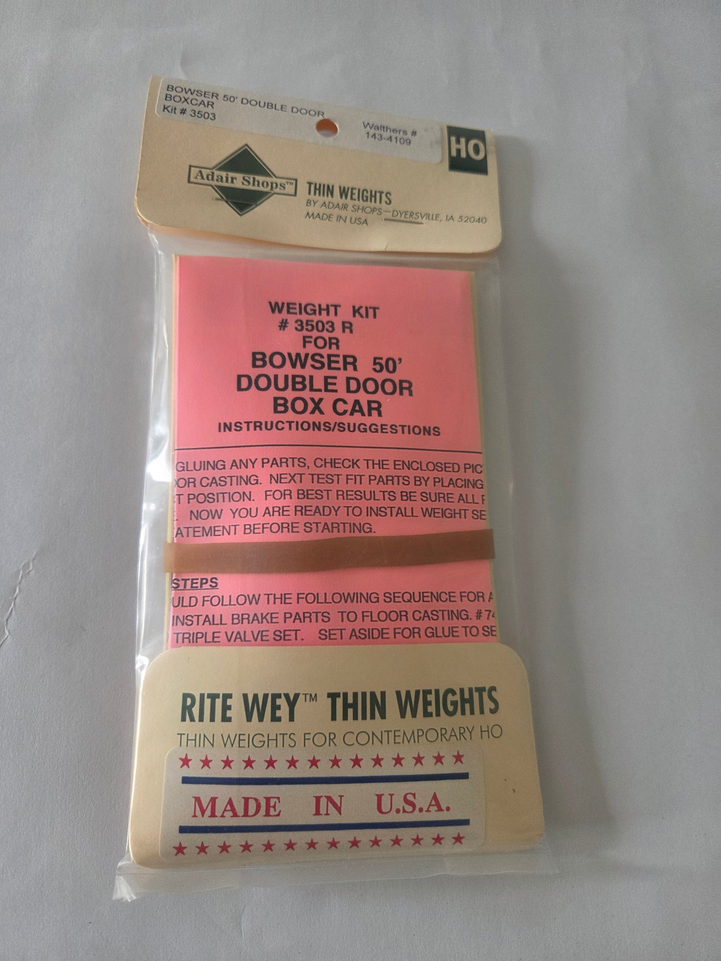 Weight Kit HO for Bowser 50' Double Door Boxcar