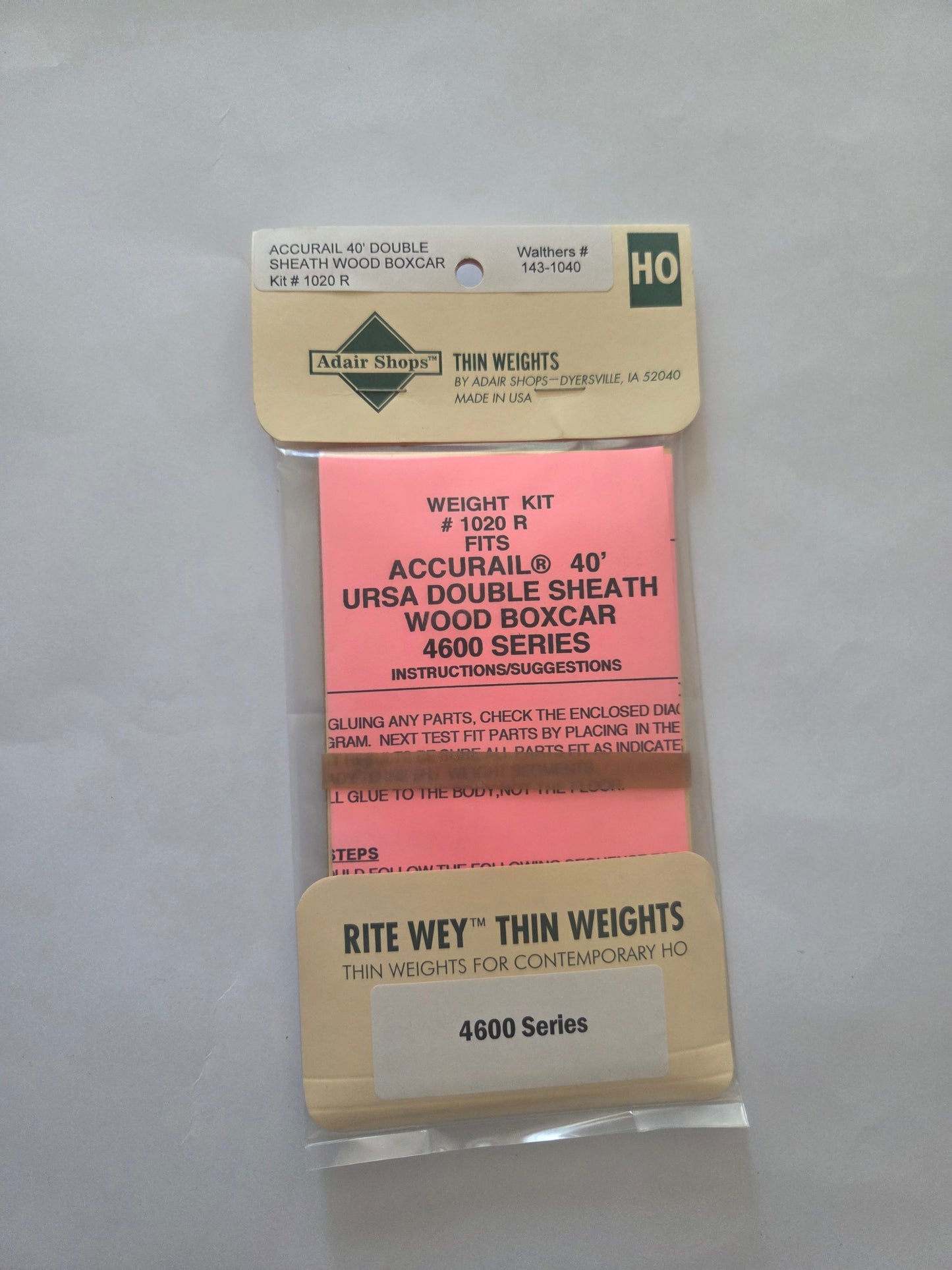 Weight Kit HO Scale for Accurail 40' USRA Double Sheath Wood Boxcars