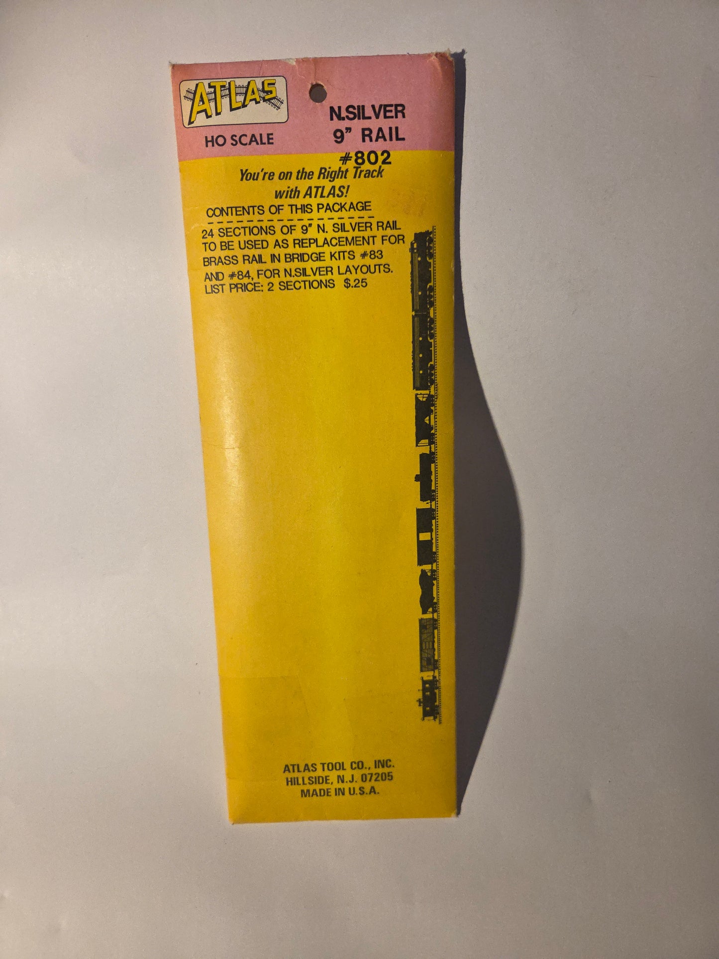 HO scale model railroad electrical component - Atlas HO 802 Electrical 9" Rail Replacement Nickel Silver 24 Sections