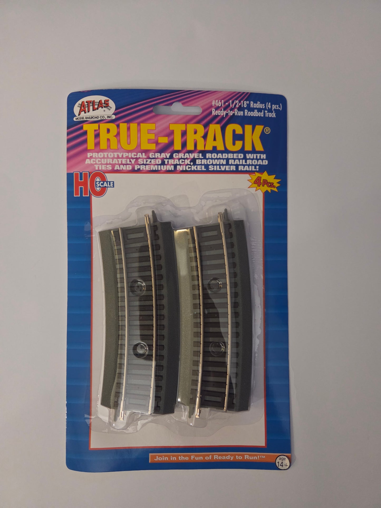 Atlas HO Scale Track Code 83 True-Track 1/2 18" Radius Curves (4 pack)