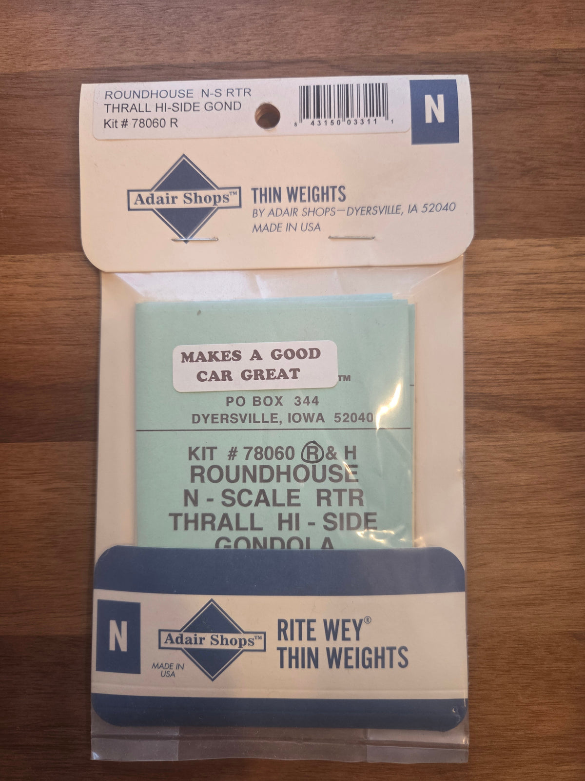 Weight Kit HO Scale for Roundhouse Thrall High Side Gondola