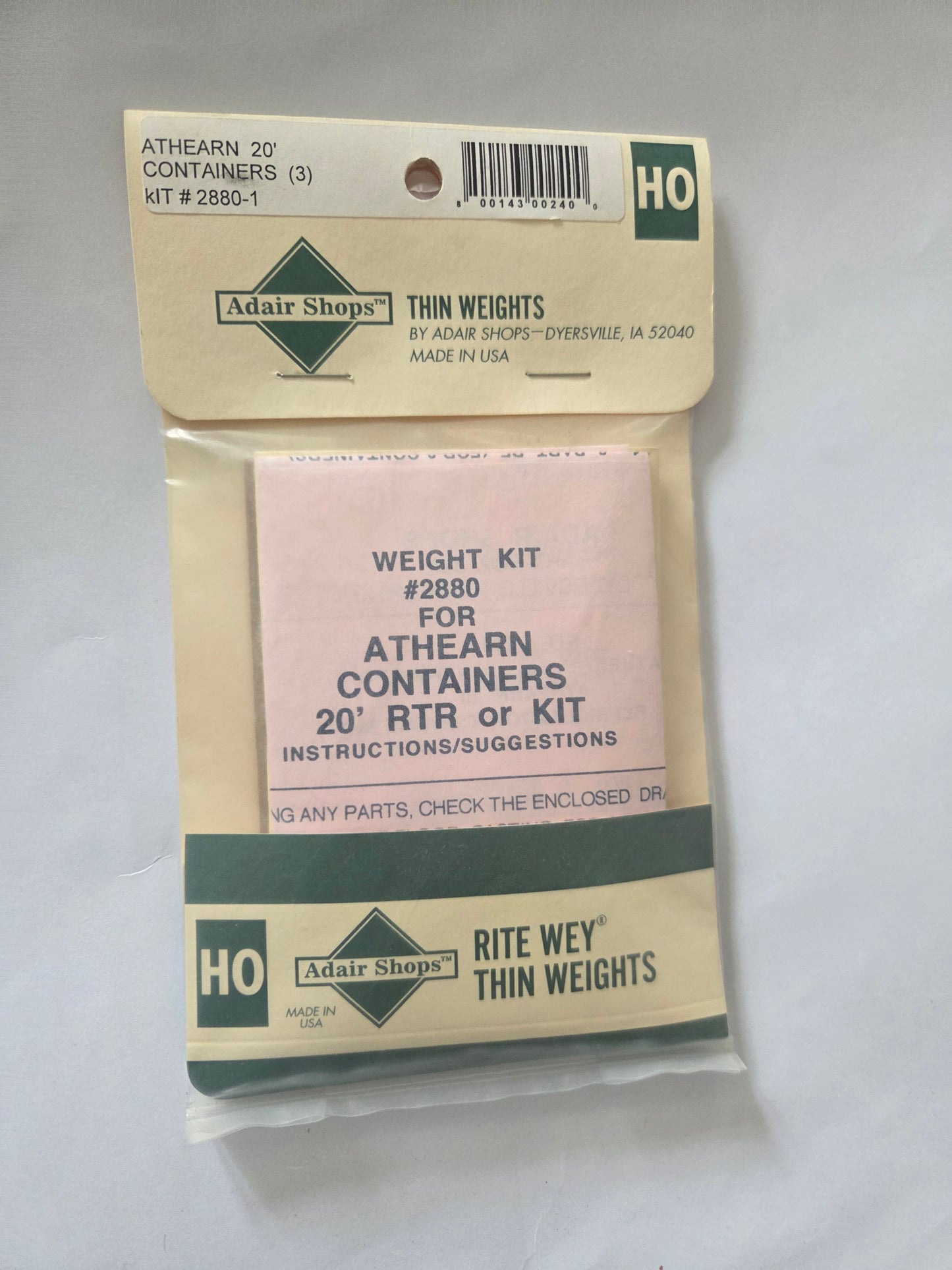 Weight Kit HO Scale for Athearn 20' Containers
