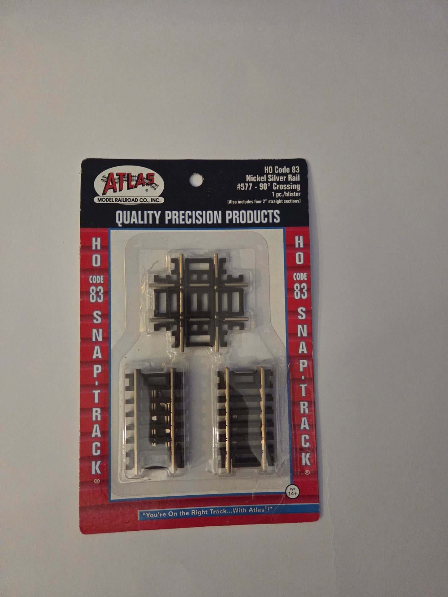 Atlas HO Scale Track Code 83, Nickel Silver Rail & Brown Ties 90 Degree Crossing