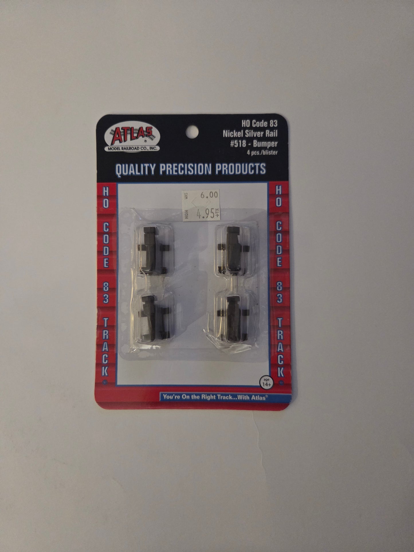 Atlas HO Scale Track Code 83 Bumper (4 pack)