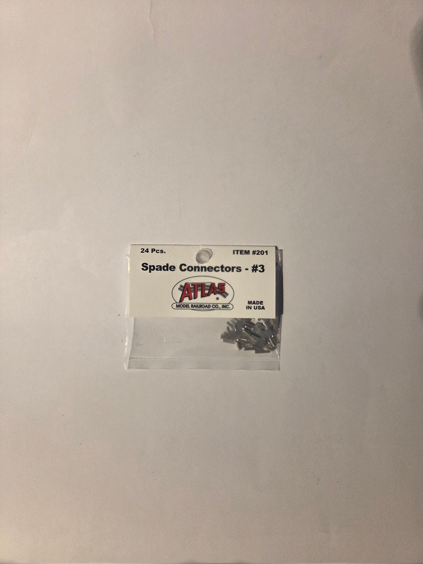 HO scale model railroad electrical component - Atlas HO 201 Electrical #3 Spade Tongue Solderless Connectors pkg(24)