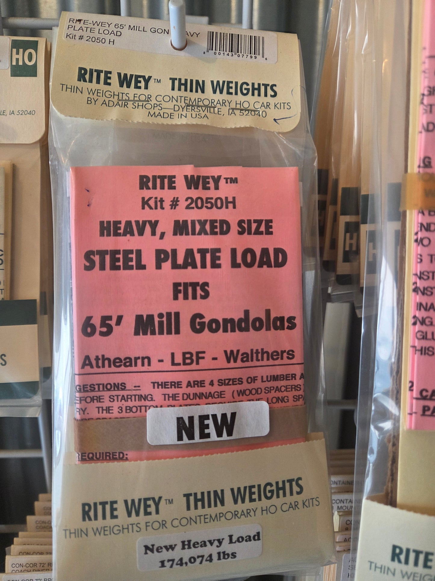 Weight Kit HO fits 65' Mill Gondolas Heavy Mixed Size Steel Plate Load