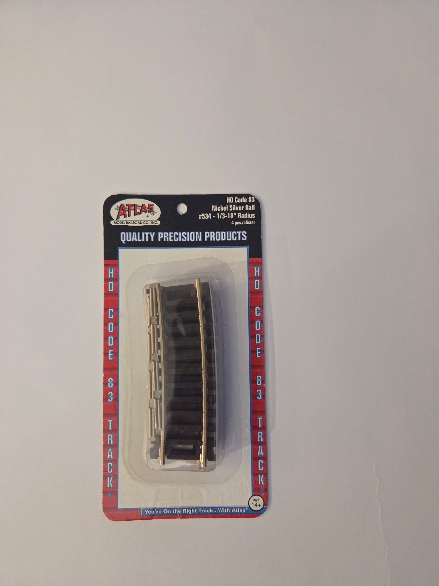 Atlas HO Scale Track Code 83, Nickel Silver Rail 1/3 Section 18" Radius (4 pack)
