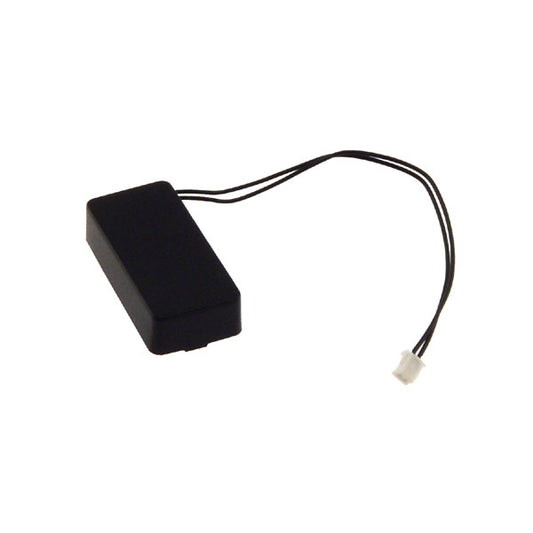 Black rectangular battery with a wire on a white background