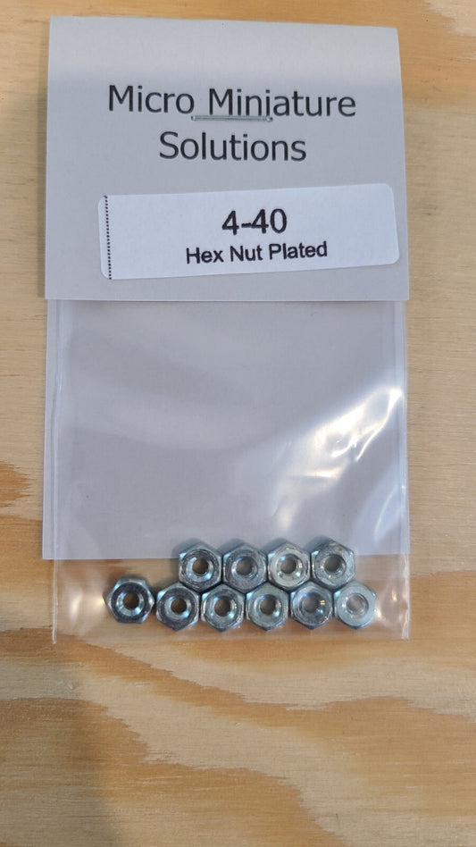 HO scale model railroad hex nuts - 4-40 Plated Steel Hex Nut, Package Of 10