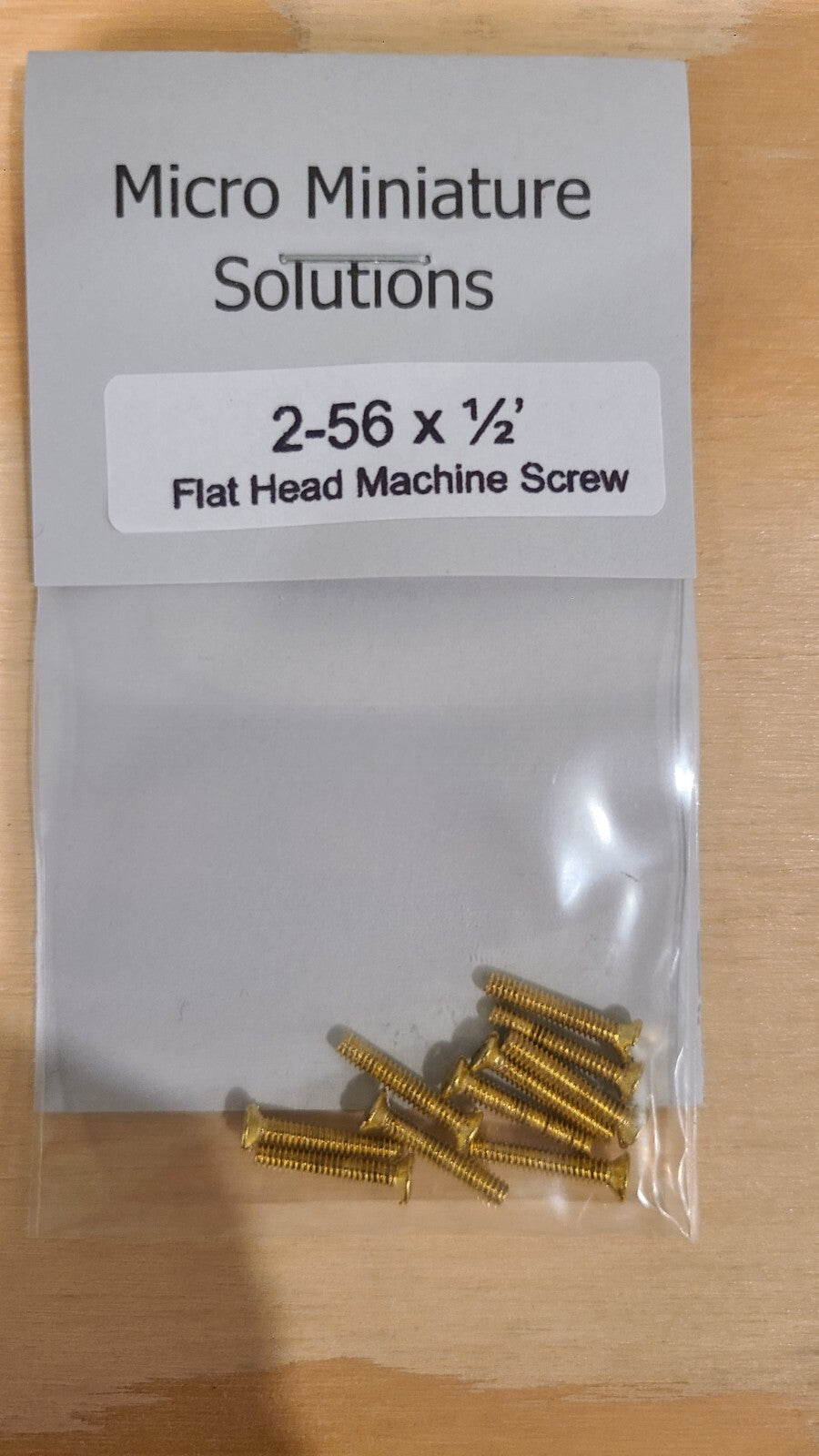 HO scale model railroad screws - 2-56 x 1/2" Flat Head Brass Countersunk Machine Screw, Package Of 10