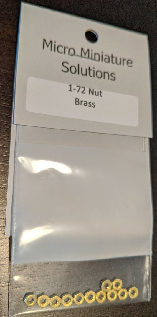 HO scale model railroad hex nuts - 1-72 Brass Hex Nut. Package of 12. Perfect For Hobby Projects