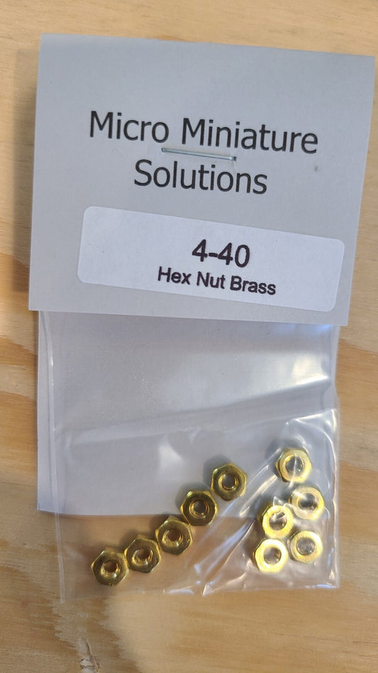 HO scale model railroad hex nuts - 4-40 Brass Hex Nut, Package Of 10