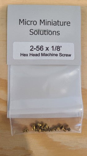 HO scale model railroad screws - 2-56 x 1/8" Hex Head Machine Screws, Package Of 12