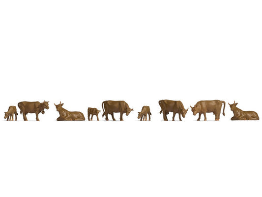 Noch N 38216 Figures & Signs Brown Cow Figures (Set of 9)