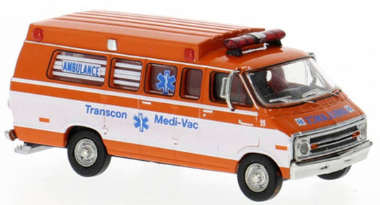 Brekina HO 18305 Vehicle 1970s Dodge Passenger Van Ambulance - Assembled