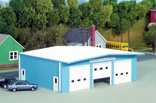 Pikestuff HO 19 Building Fire Station - Kit (blue) - 7 x 5-1/2" 17.5 x 12.5cm