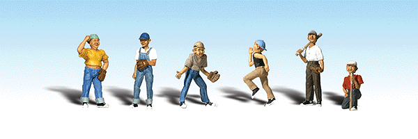 Woodland Scenics HO Scale A1870 Scenic Accents Baseball Players II (pack of 6)