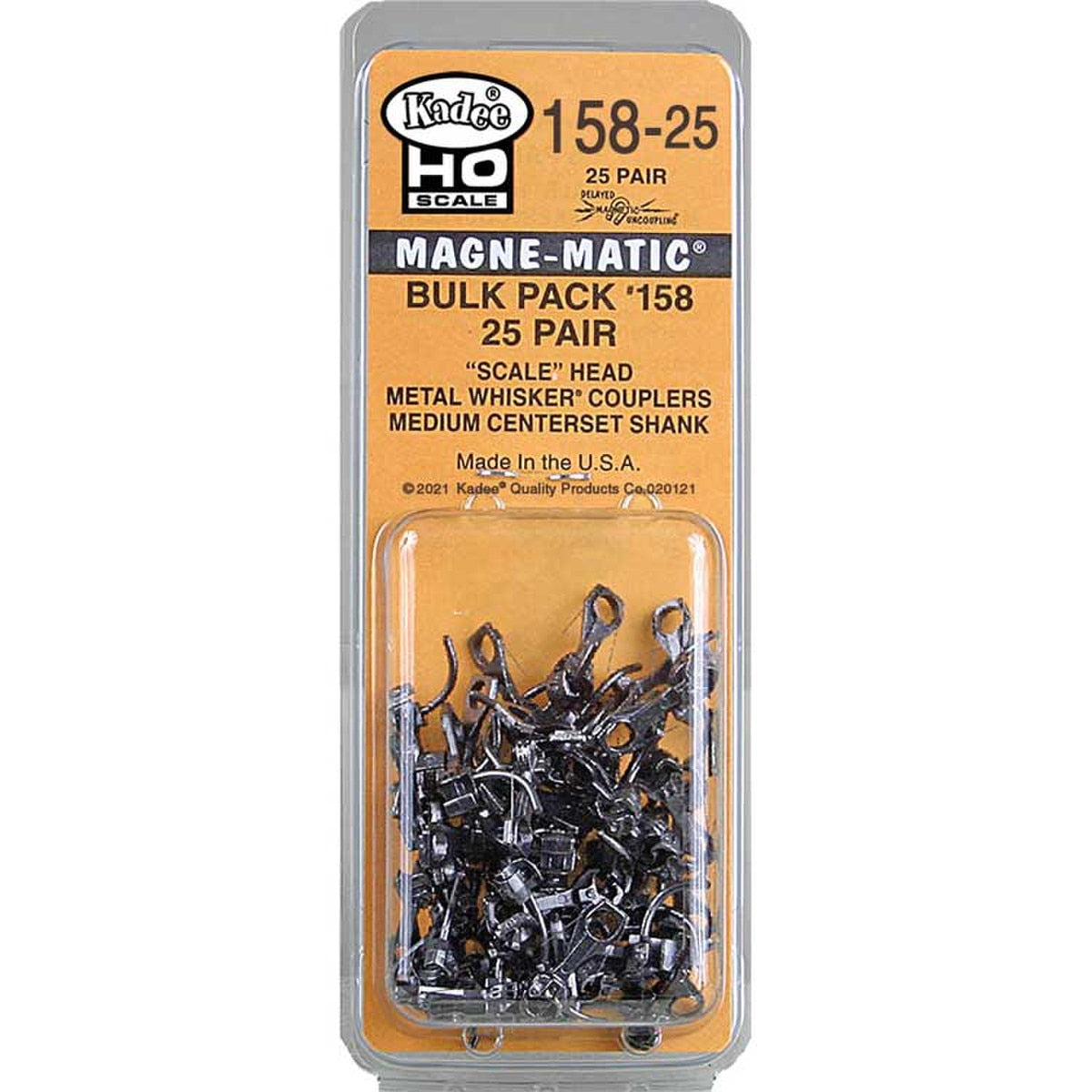 Kadee HO 380-15825 Couplers/Trucks #158 Whisker(R) Scale Self-Centering Knuckle Couplers - Kit - Magne-Matic(R) - Medium 9/32