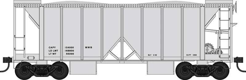Bowser HO 43685 Ballast Car 70-Ton 2-Bay Ballast Hopper w/ Side Chutes RTR