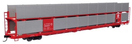 Walthers HO scale model auto rack - Walthers 89' Bi-level enclosed autorack Santa Fe (ATSF) #88036