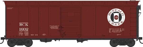 Bowser HO scale model boxcar - Bowser 40' single door boxcar Buffalo Creek #1602 Ready to Run HO Scale
