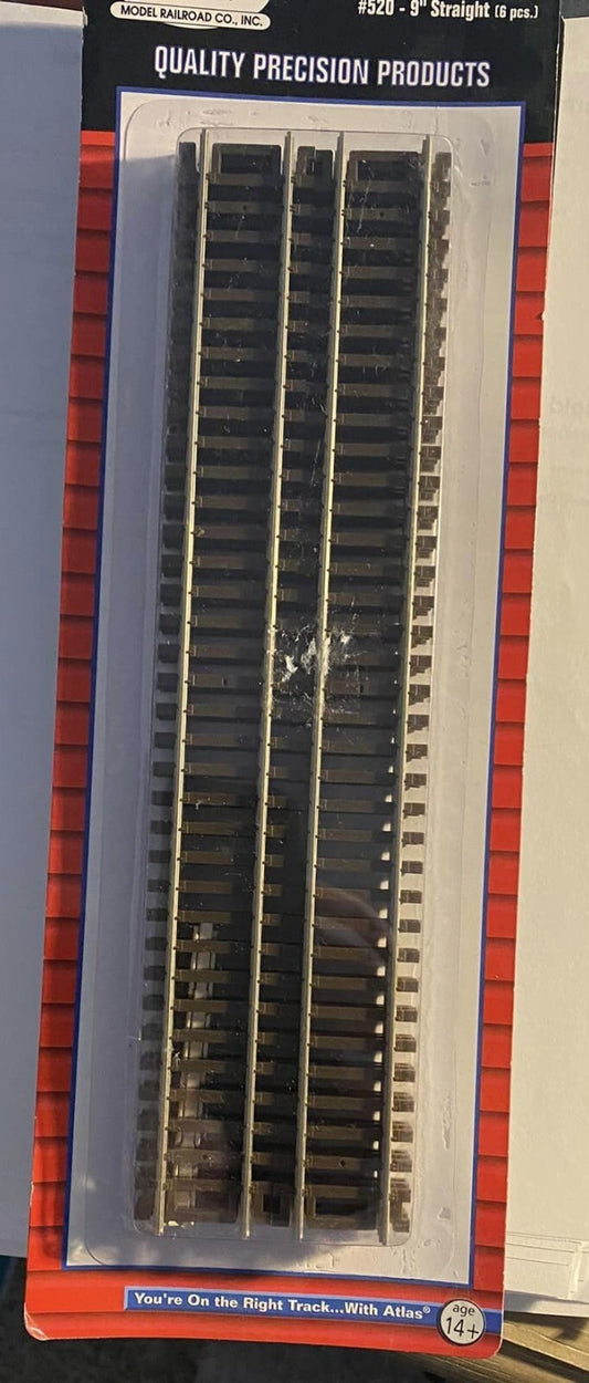 Atlas HO scale model railroad track - Atlas Track Code 83 Nickel Silver Rail 9" straight track 6-pieces