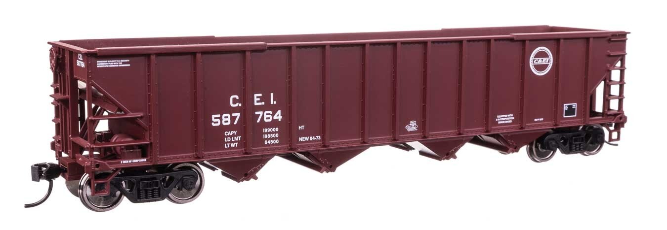 Walthers HO scale model hopper car - Walthers 50' 100ton 4 bay Hopper C&EI (CEI) #587777 HO Scale