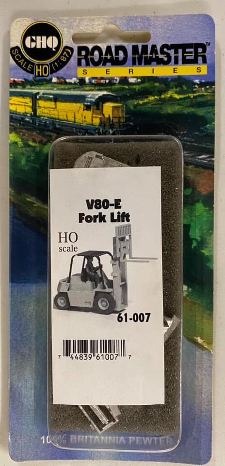 HO scale model vehicle - GHQ V80-E Forklift w/operator Kit 100% Britannia Pewter HO Scale