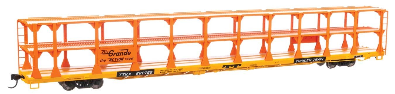 Walthers HO scale model auto rack - Walthers 89' Tri-level open autorack Denver & Rio Grande Westn TTKX #802765