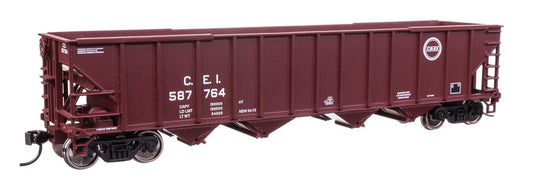 Walthers HO scale model hopper car - Walthers 50' 100ton 4 bay Hopper C&EI (CEI) #587800 HO Scale