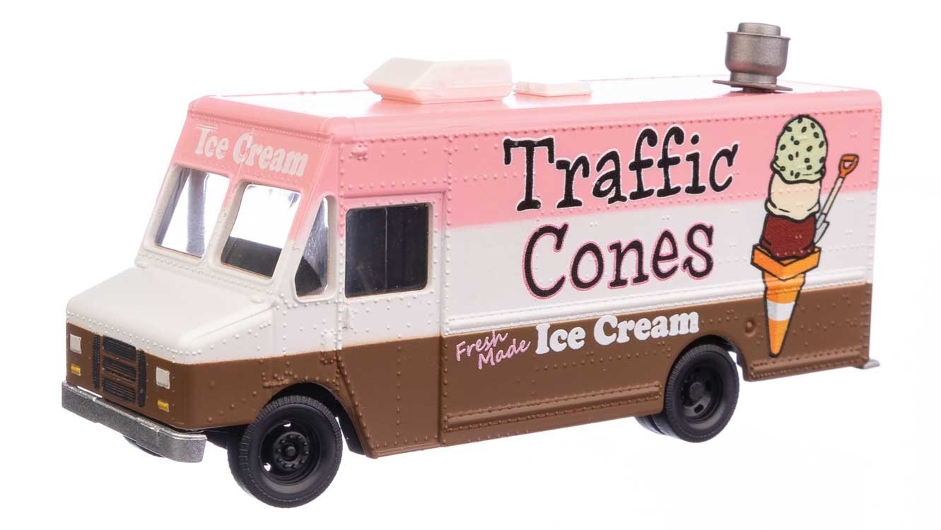 Walthers HO scale model railroad wheelset - Walthers Morgan Olson Food Truck Traffic Cones Ice Cream HO Scale