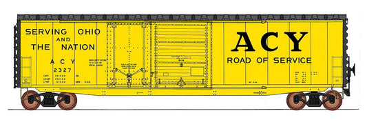 Intermountain HO scale model boxcar - Intermountain PS-1 50' boxcar AC&Y (Yellow)
