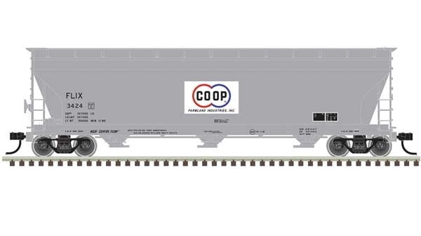 Atlas HO scale model covered hopper - Atlas ACF 4650 Centerflow Covered Hopper Farmland Co-Op #3408 HO SCALE