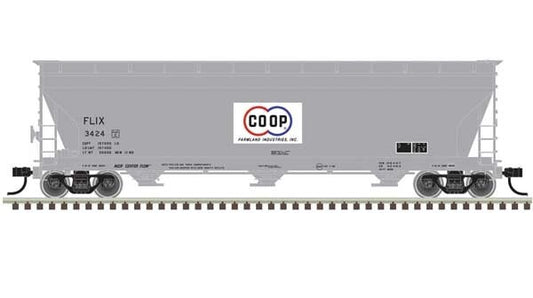 Atlas HO scale model covered hopper - Atlas ACF 4650 Centerflow Covered Hopper Farmland Co-Op #3408 HO SCALE