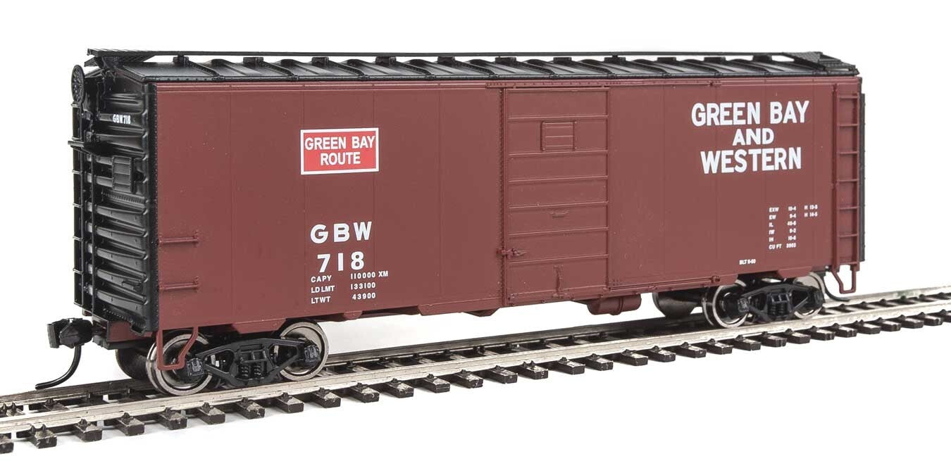 Walthers HO scale model boxcar - Walthers 40' PS-1 boxcar Green Bay & Western #718 HO Scale SOLD OUT